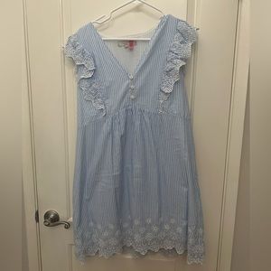 LOFT Blue and White Striped Dress